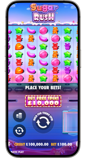 Sugar Rush slot game with colorful candy symbols