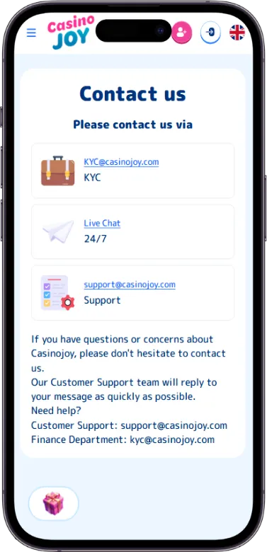 casino joy support